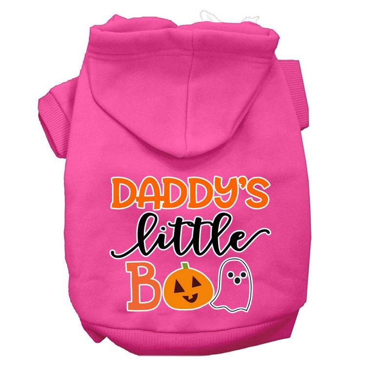 Daddy's Little Boo Screen Print Dog Hoodie Bright Pink XXL